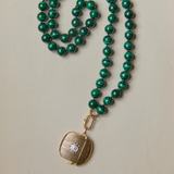 Jumbo Long Malachite Knotted Gemstone Necklace