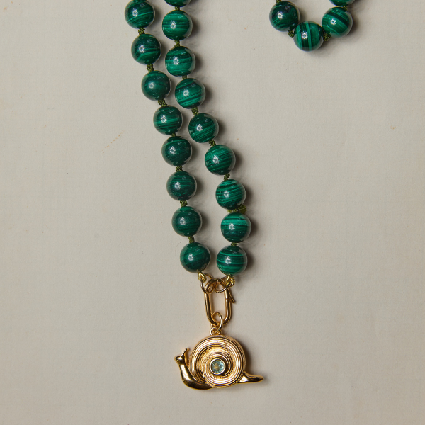 Jumbo Malachite Knotted Gemstone Necklace