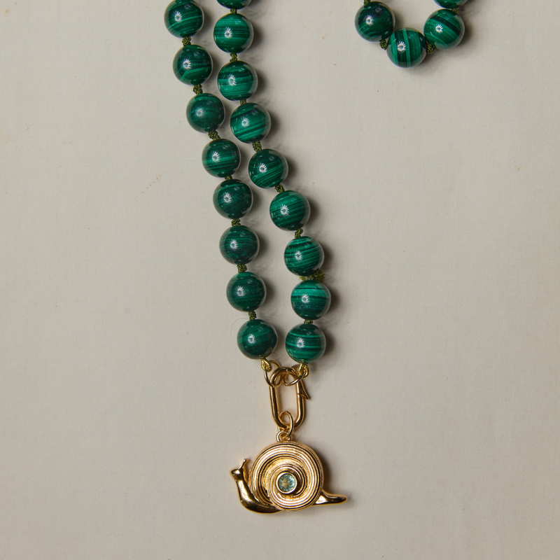 Jumbo Malachite Knotted Gemstone Necklace