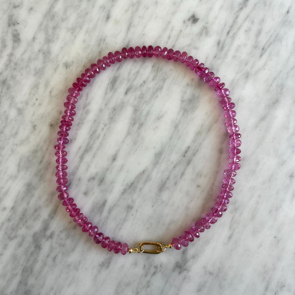 Large Pink Topaz Necklace
