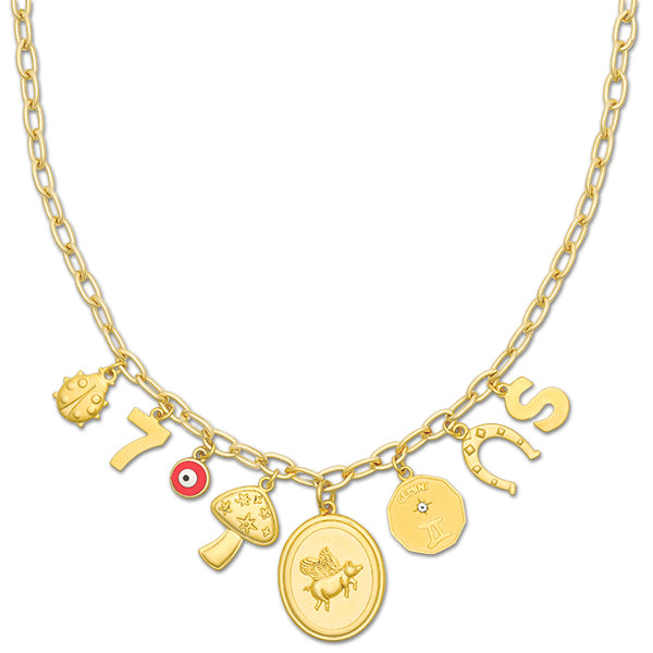 Personalized Lilly Charm Necklace with Custom Zodiac and Initial