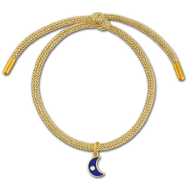Lurex Bracelet with Mini Enamel Moon Charm