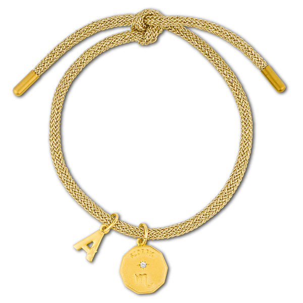 Lurex Bracelet with Elemental Zodiac + Initial Charms