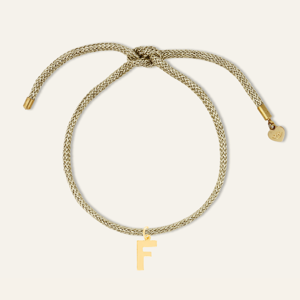 Gold Lurex Bracelet Cord with Flat Letter