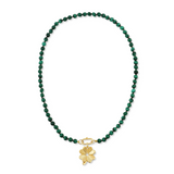 Malachite Knotted Gemstone Strand with Luck & Love Clover