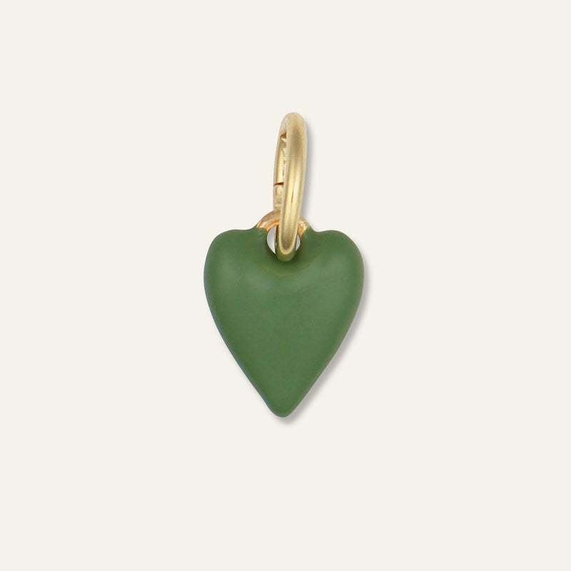 Mini Green Enamel Heart Charm