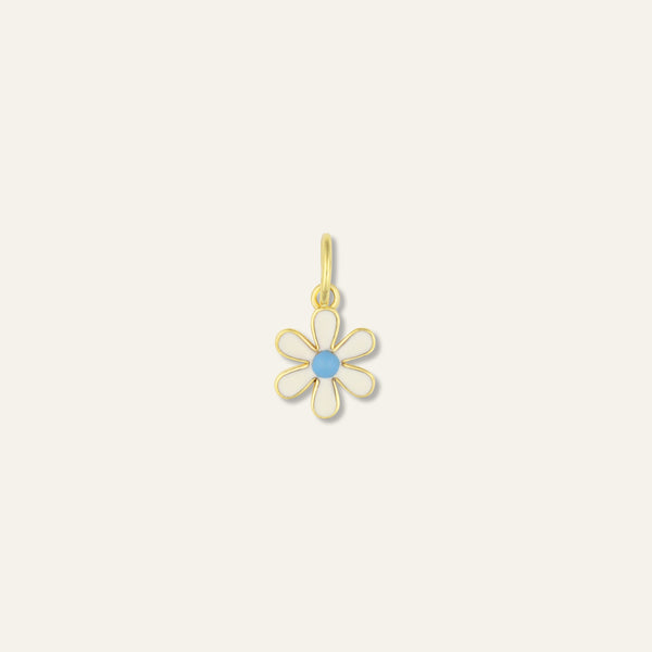 Mini White Enamel Flower Charm