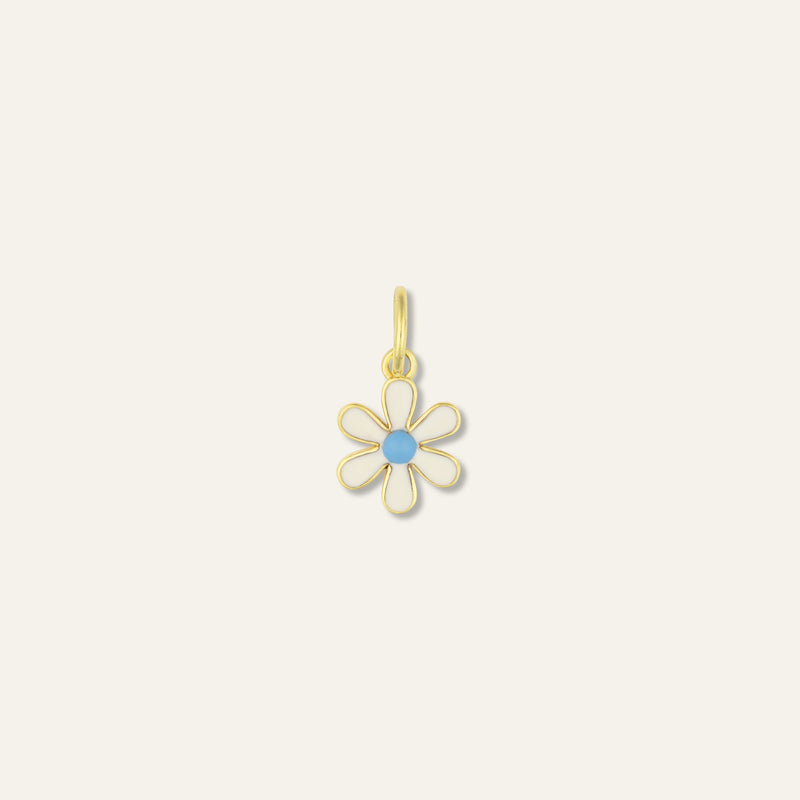 Mini White Enamel Flower Charm