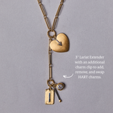 Mixed Link Charm Clip Necklace with Lariat
