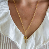 Motherhood Necklace with MAMA Compass Key Charm