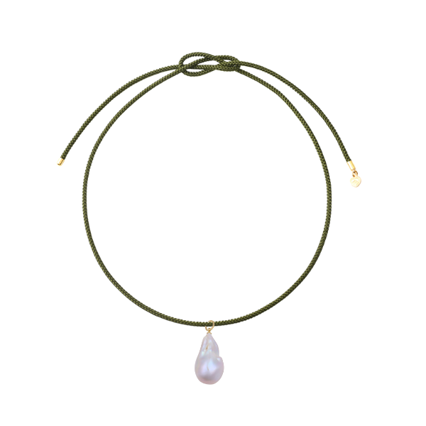 Olive Cord with Baroque Pearl