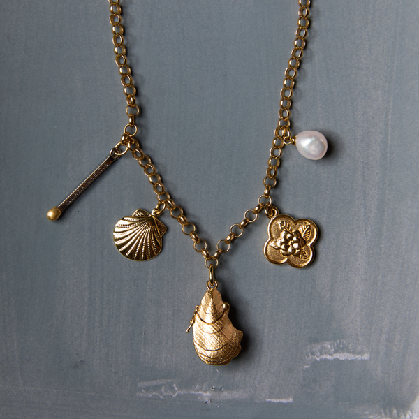Oyster Vesta Case on a custom charm necklace
