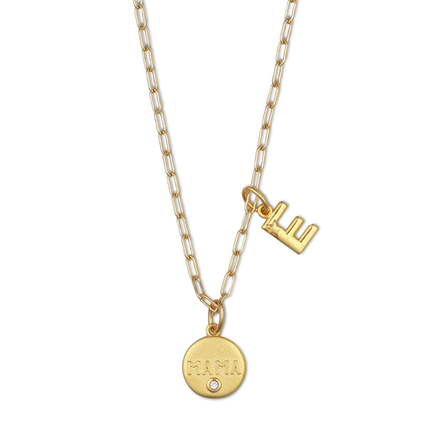 Personalized MAMA Topaz Coin with Initials Necklace