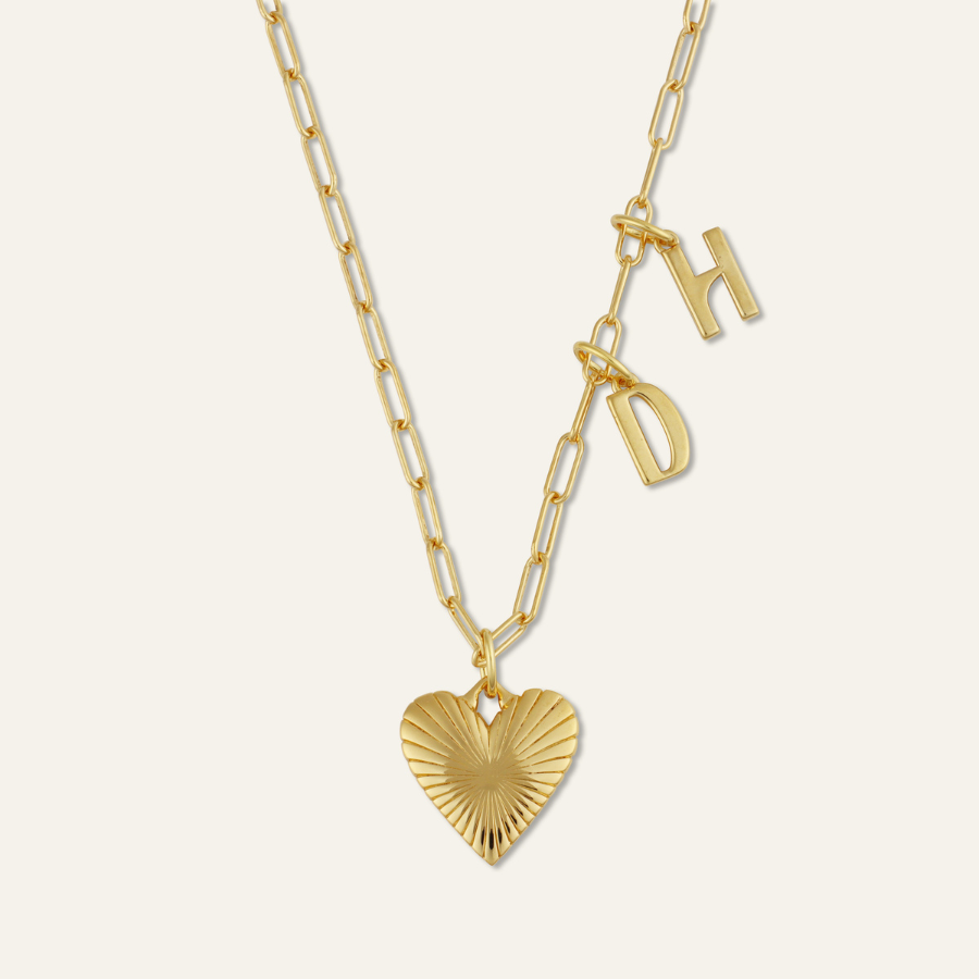 Personalized Small Ribbed Heart Necklace