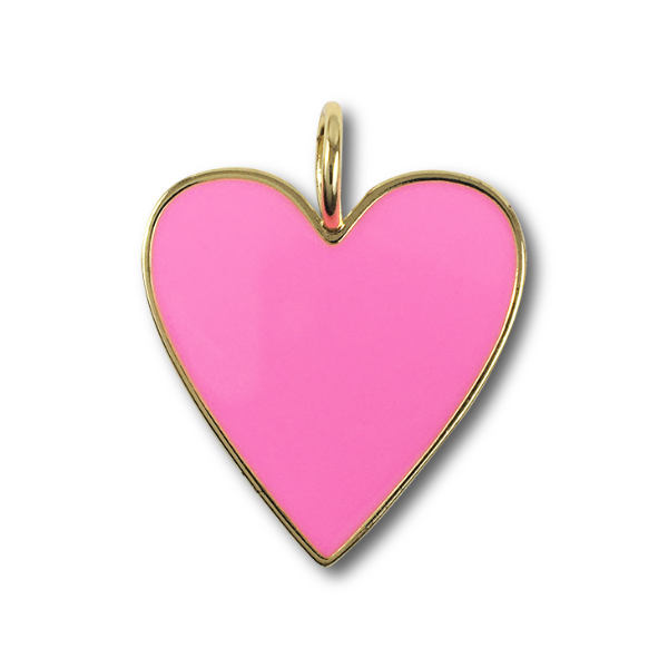 Pink Enamel Heart Charm
