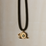 Umber Brown Necklace Cord with Snail Charm
