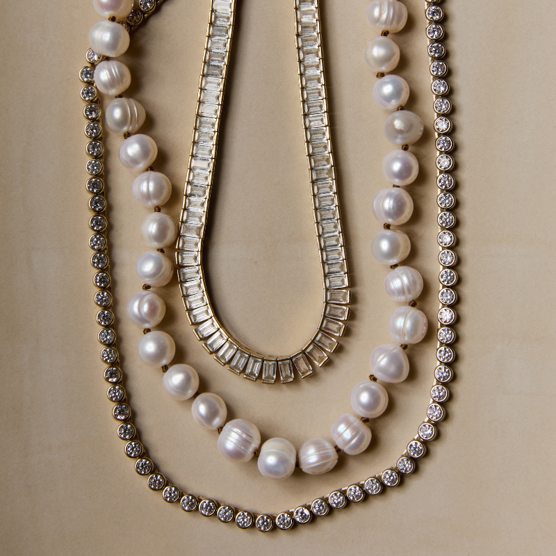 Tennis Necklaces + Pearls 