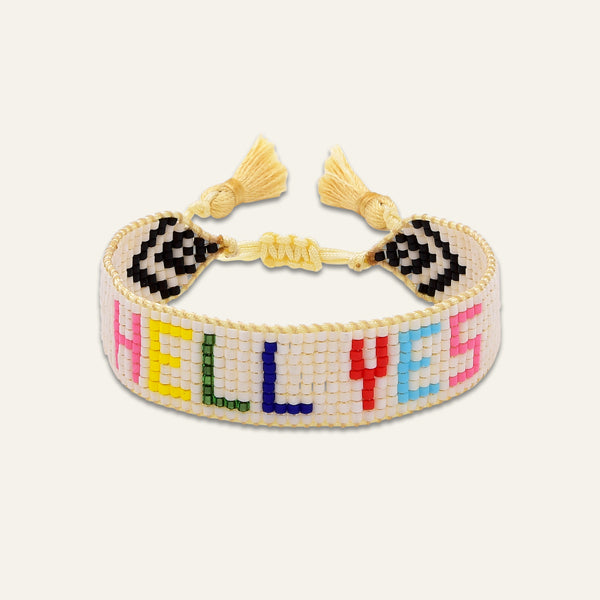 Rainbow HELL YES Beaded Bracelet