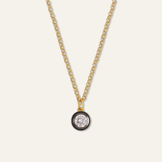 Rhodium Bezel Charm Necklace