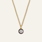 Rhodium Bezel Charm Necklace