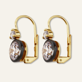 Rhodium Double Bezel Drop Earrings