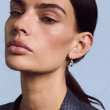 Rhodium Double Bezel Drop Earrings