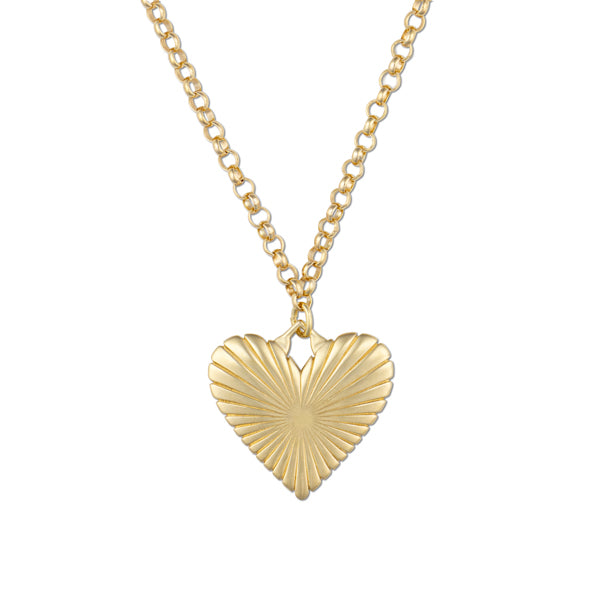 Ribbed Heart of Gold Necklace