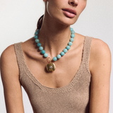 Ribbed Vesta Case on Jumbo Gemstone Necklace