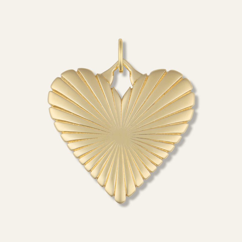 Ribbed Heart of Gold Charm