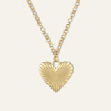 Ribbed Heart of Gold Necklace