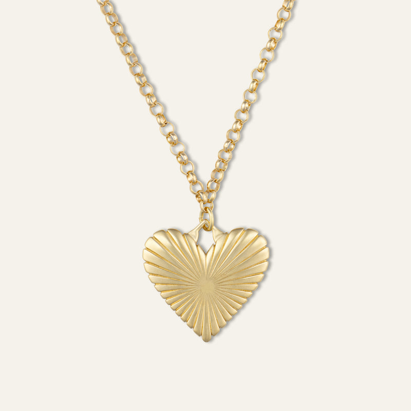 Ribbed Heart of Gold Necklace