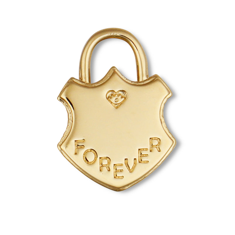 back of shield padlock charm 