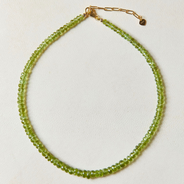 Small Green Peridot Gemstone Necklace