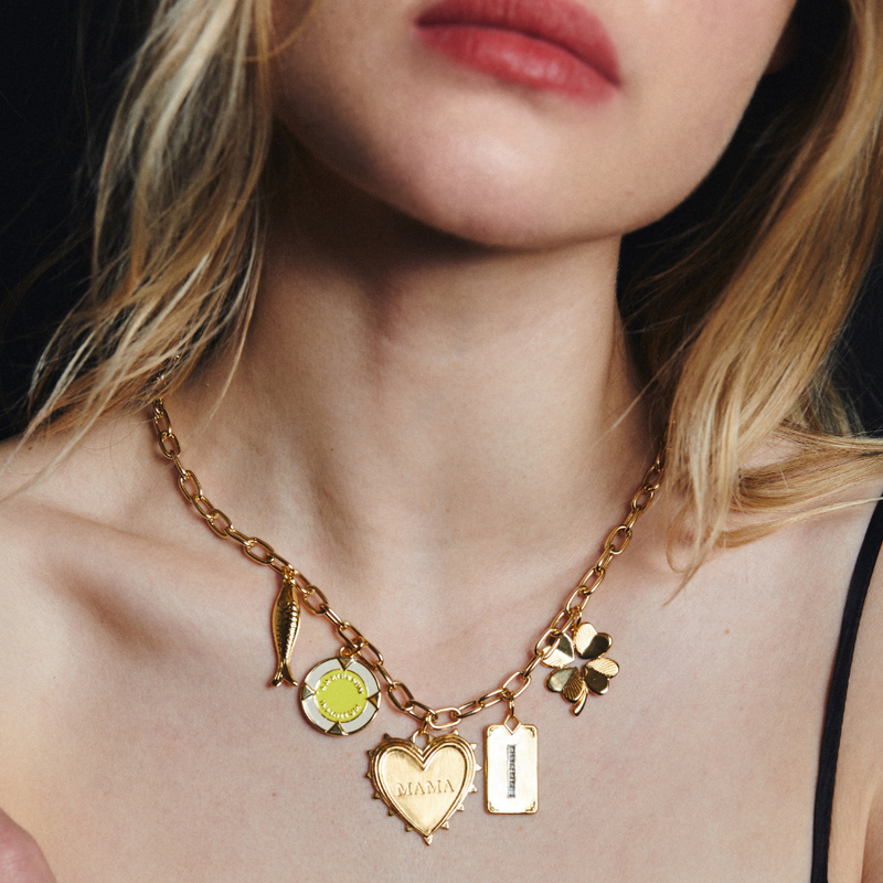 Small Luck & Love Clover on loaded charm necklace