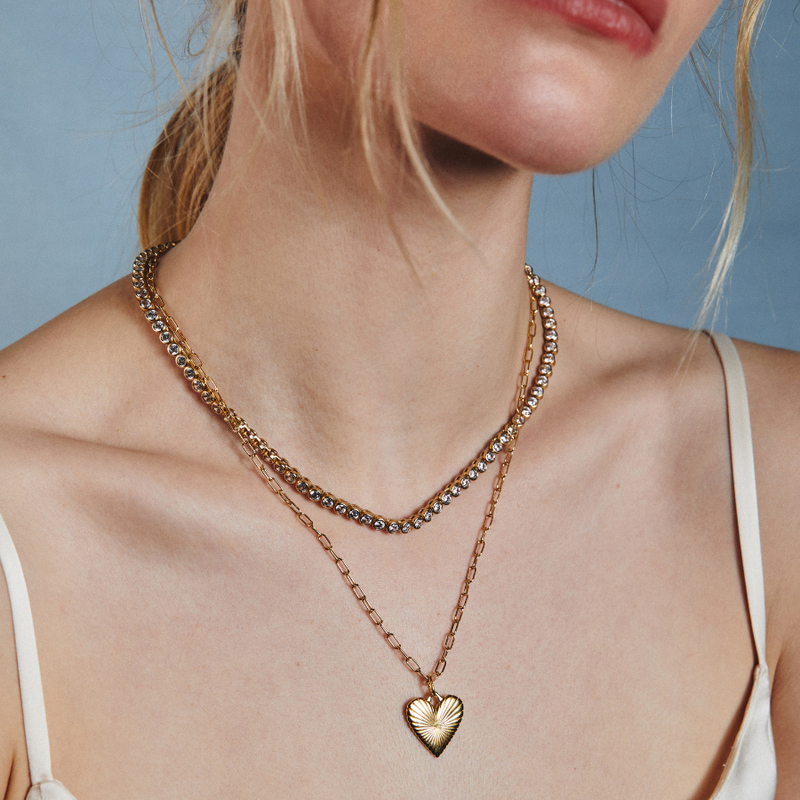 Small Ribbed Heart of Gold Charm