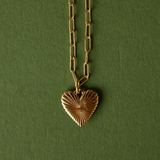 Small Ribbed Heart of Gold Charm