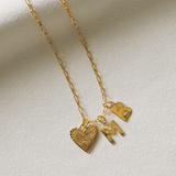 Small Ribbed Heart of Gold Charm