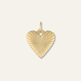 Small Ribbed Heart of Gold Charm