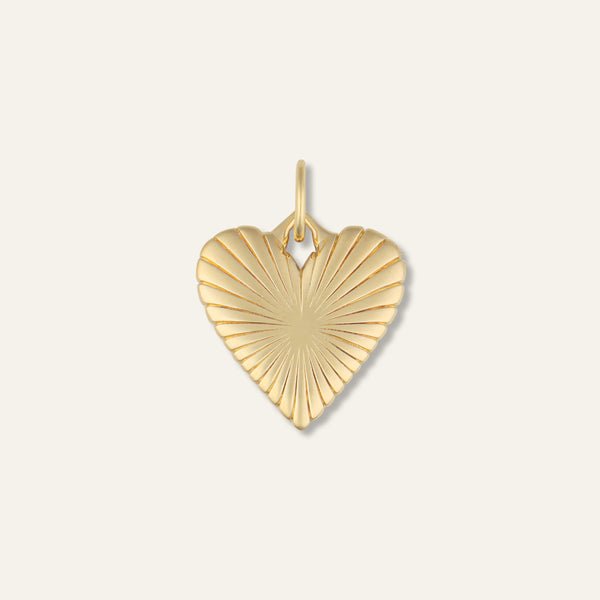 Small Ribbed Heart of Gold Charm