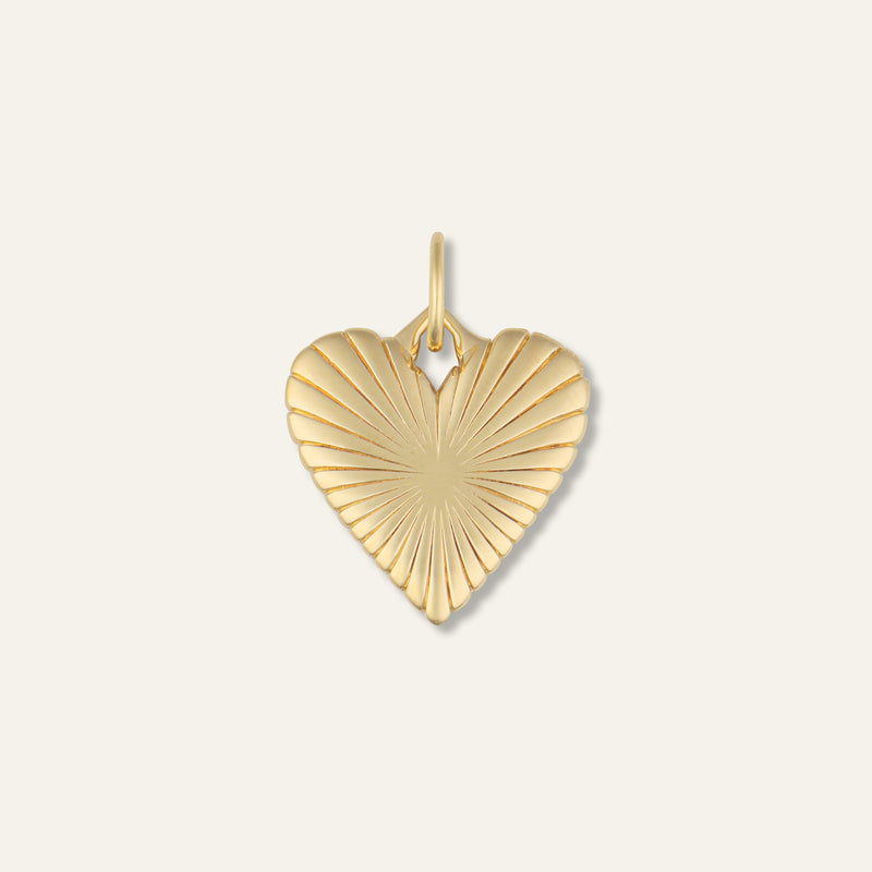 Small Ribbed Heart of Gold Charm