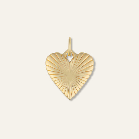 Small Ribbed Heart of Gold Charm