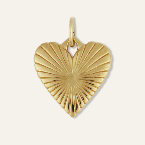 Small Ribbed Heart of Gold Charm
