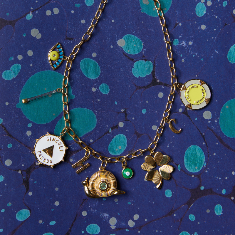 Snail Charm on custom charm necklace