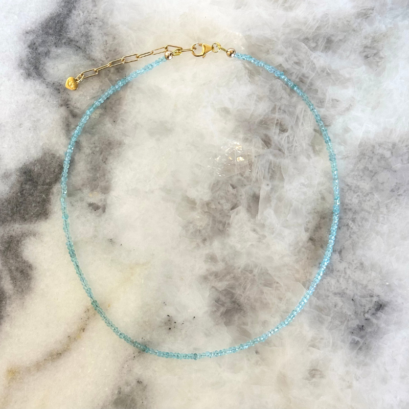 Teeny Blue Apatite Gemstone Necklace