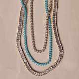 Bezel Tennis Necklace, Turquoise Tennis Necklace, Baguette Tennis Necklace