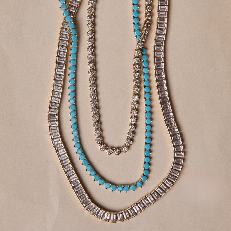 【Glitter】Baguette Tennis Chain Necklace Baguette Tennis Chain Necklace【5mm】 | Glitter