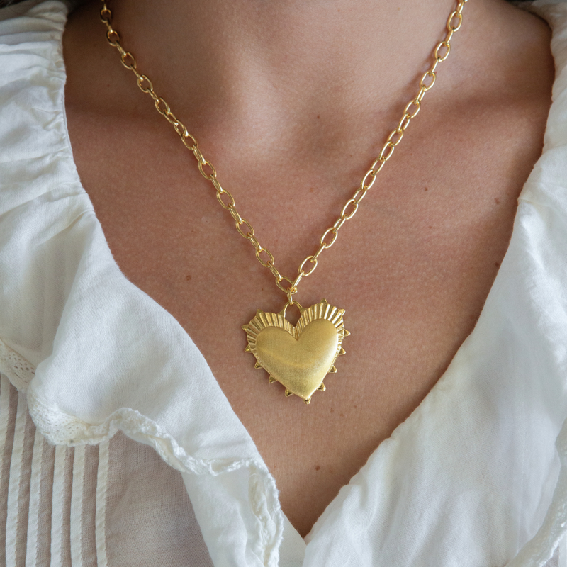 The Statement Pendant Necklace - Heart of Gold Charm
