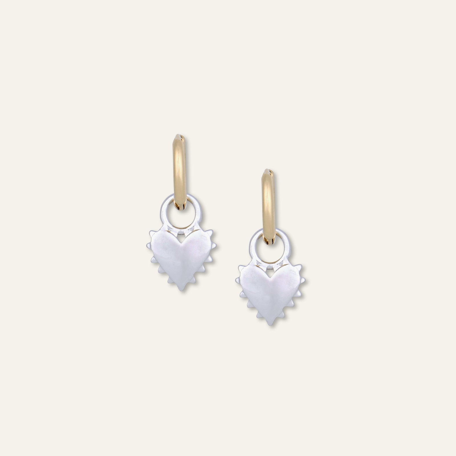Two-Toned Spikey Heart Huggies – HART