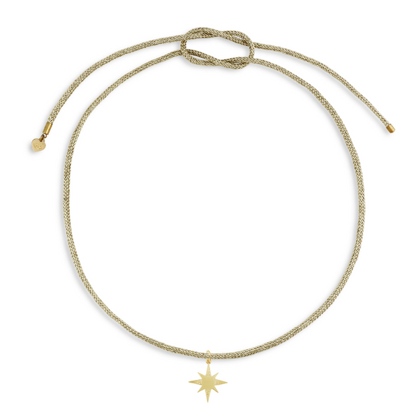 Star Compass Charm with Gold Lurex Necklace Cord