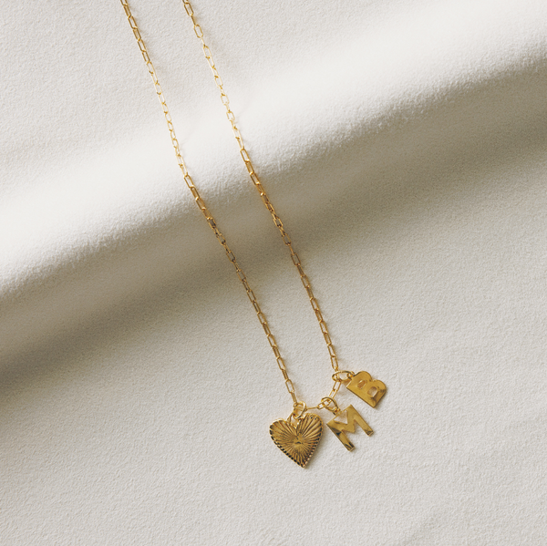 personalized small ribbed heart of gold